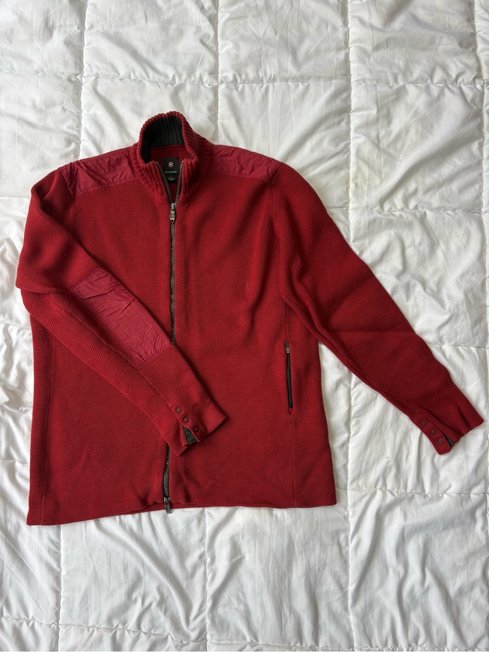 Victorinox Red Full-Zip Knit Sweater Jacket